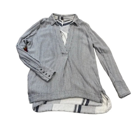 EUC Free People V neck Striped tunic on the road striped Oxford small - Picture 5 of 7